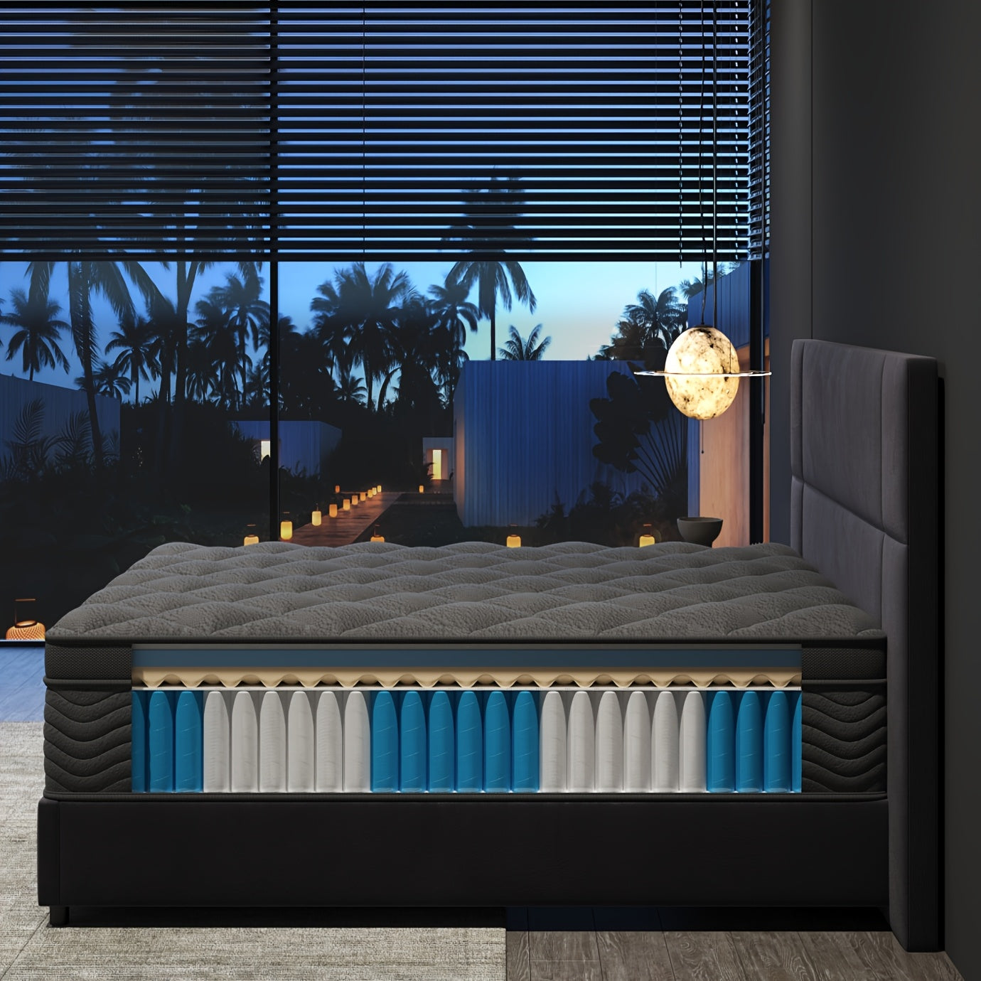 10/12 Inch Mattress Full Queen Size Memory Foam - Ergonomic Design, Medium Firm Hybrid Mattress, Luxurious Comfort With Pocket Springs, Grey Quilted Cover, Colchones Para Cama