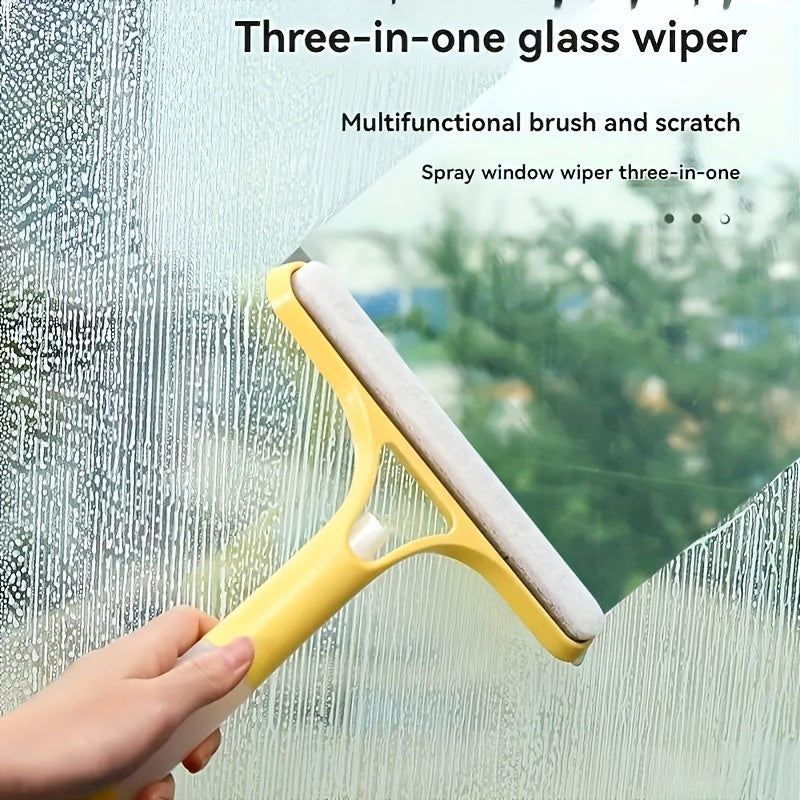 3-in-1 Multi-Functional Glass Cleaning Tool with Sprinkler - Durable Polypropylene (PP) Plastic, Efficient Mirror & Window Scraper for Bathroom, Kitchen, Living Room, Bedroom, Toilet - Easy to Use, No Residue, Bathroom Cleani