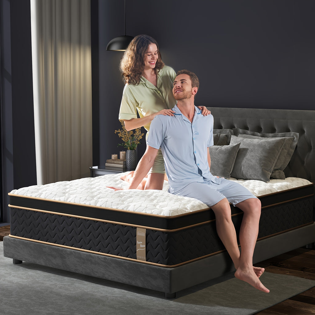 12 Inch Full Queen King Mattress, Hybrid Mattress with Gel Memory Foam, Deluxe Mattress In A Box, Individual Pocket Spring-Motion Isolation, Fiberglass-Free, Ventilation Design, The Best for Father's Day Gift