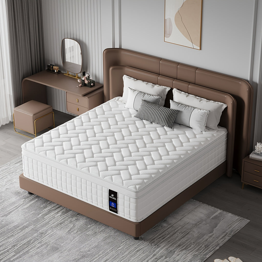 Queen Mattress, 8/10/12/14 Inch Mixed White Mattress, Luxury Gel Memory Foam Spring Mattress, Medium Hardness, Comfortable Sleep Experience - Suitable for Double, Full Size, Large And Extra Large Bed, Edge Support, Valentine'