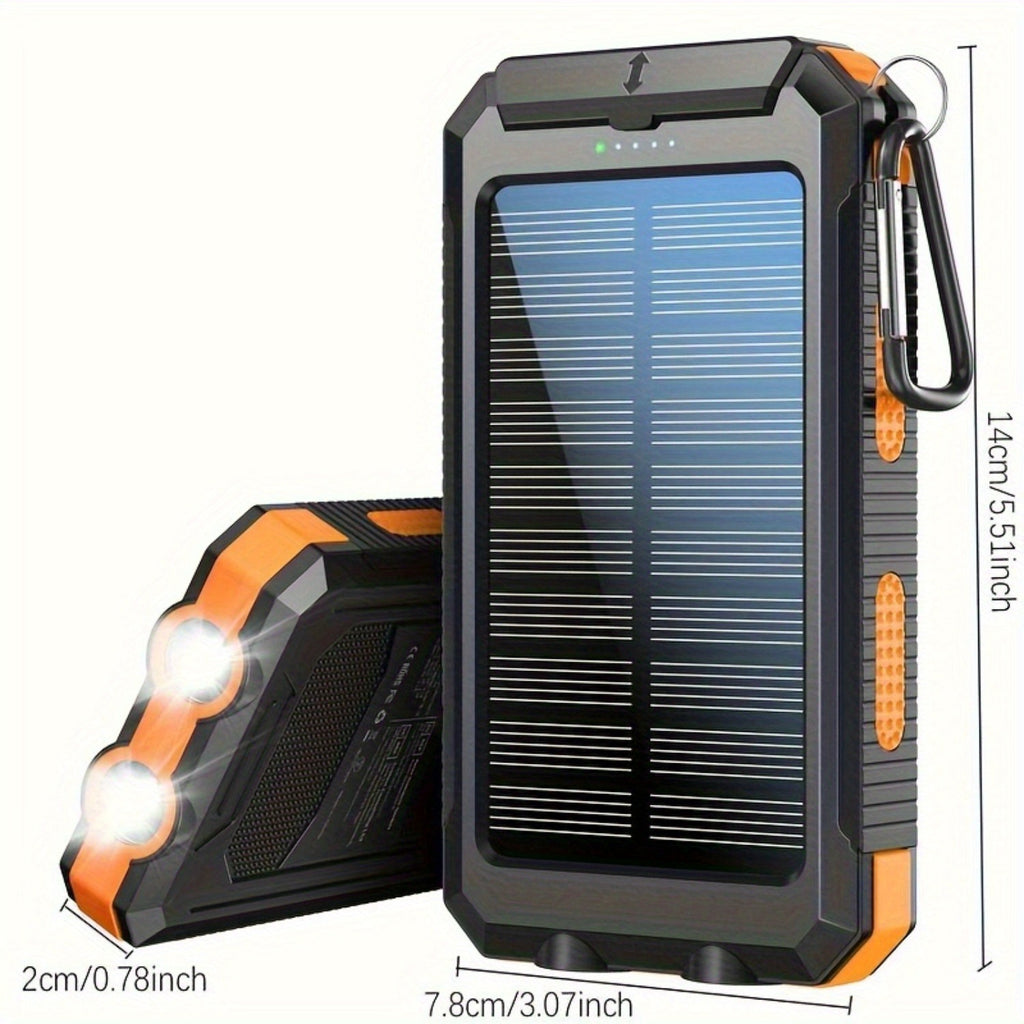 Portable Solar Mobile Phone Charger, Camping External Battery Charger for Mobile Phones, 2 USB/ LED Flashlights with Compass for Outdoor Activities, Portable Solar Power Bank, Solar Battery, Portable Charger Power Bank, Solar