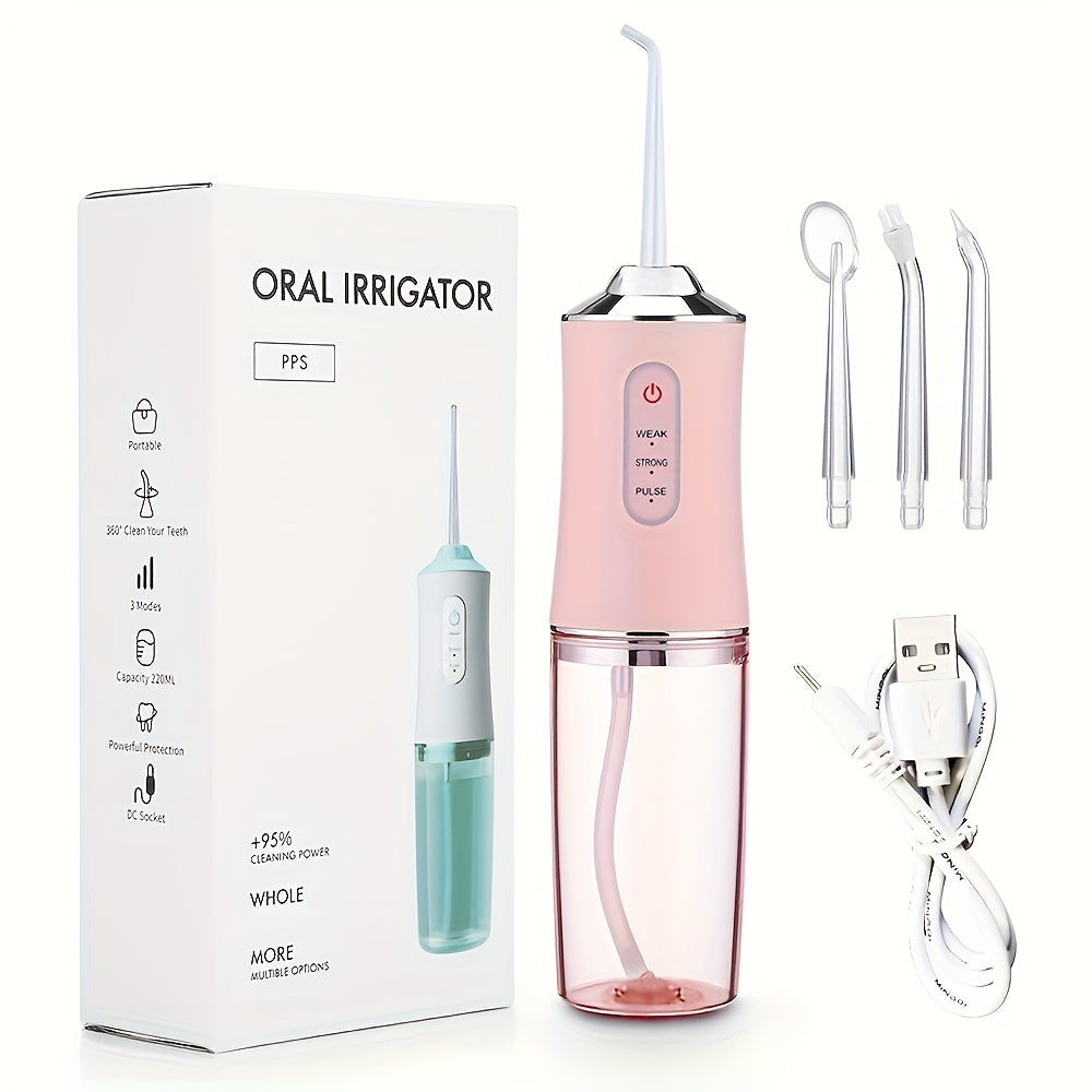 Oral Irrigator, 4 Nozzles, 3 Precise Pressure Control Modes, 360° Rotating Nozzle, Deep Cleaning Teeth & Gums, Replaceable Head, Deep Cleaning Teeth & Enhancing Oral Health, Home Use, Small Portable Personal Care Product, Ch