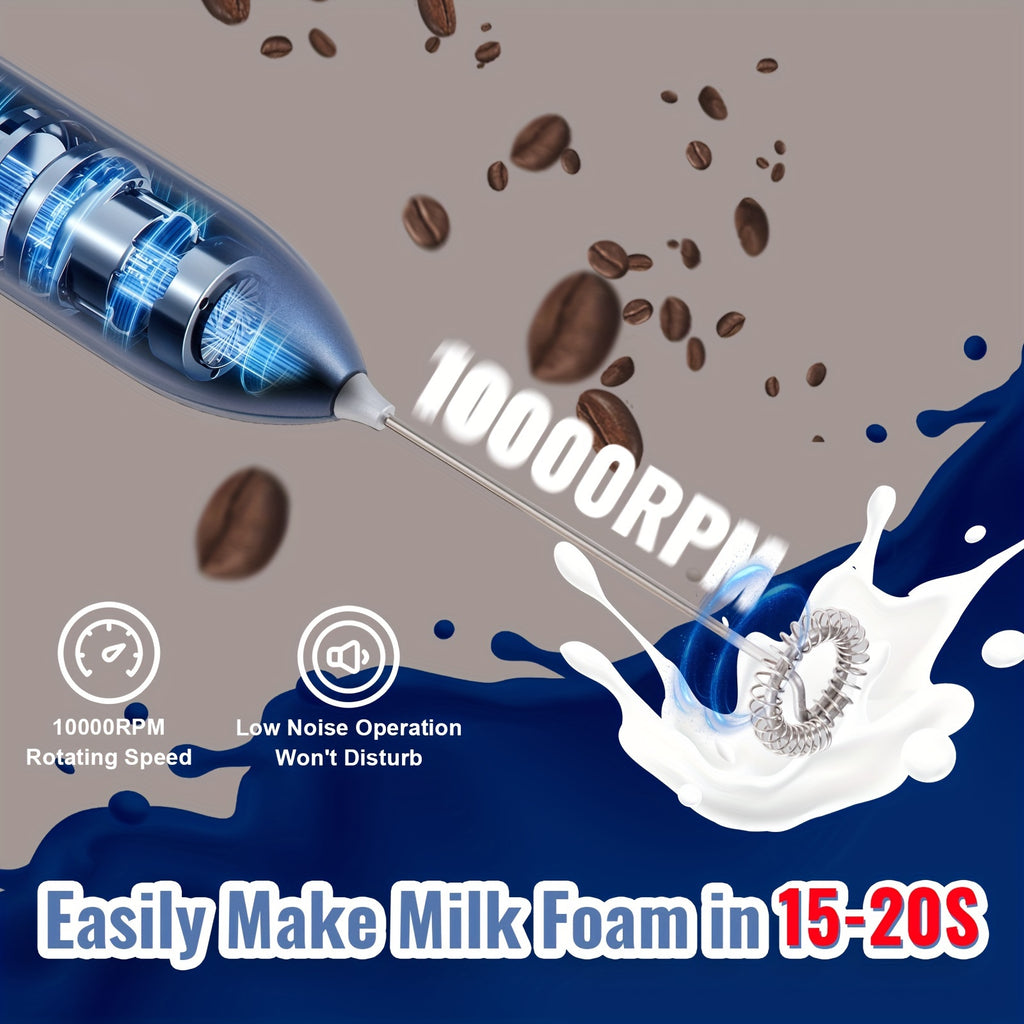 Lalayuan Powerful Electric Milk Frother & Drink Mixer - Heavy-Duty Stainless Steel Handheld Electric Whisk with 2-in-1 Design, 2-in-1 Foaming & Blending