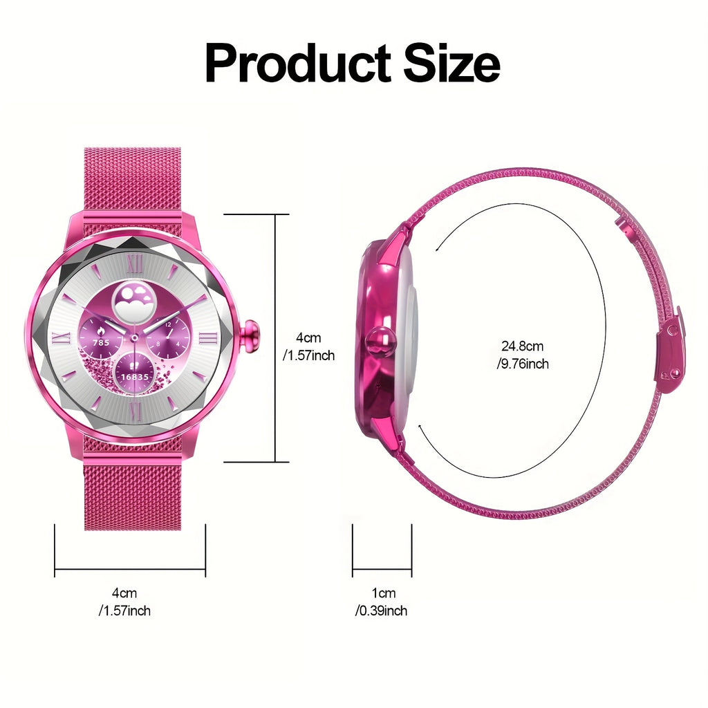 Elegant Pink Smartwatch for Women - Wireless Call, Voice Control, Sleep Tracking, and Sports Mode, Compatible with Android and iPhone, Perfect Gift for Girlfriend or Wife