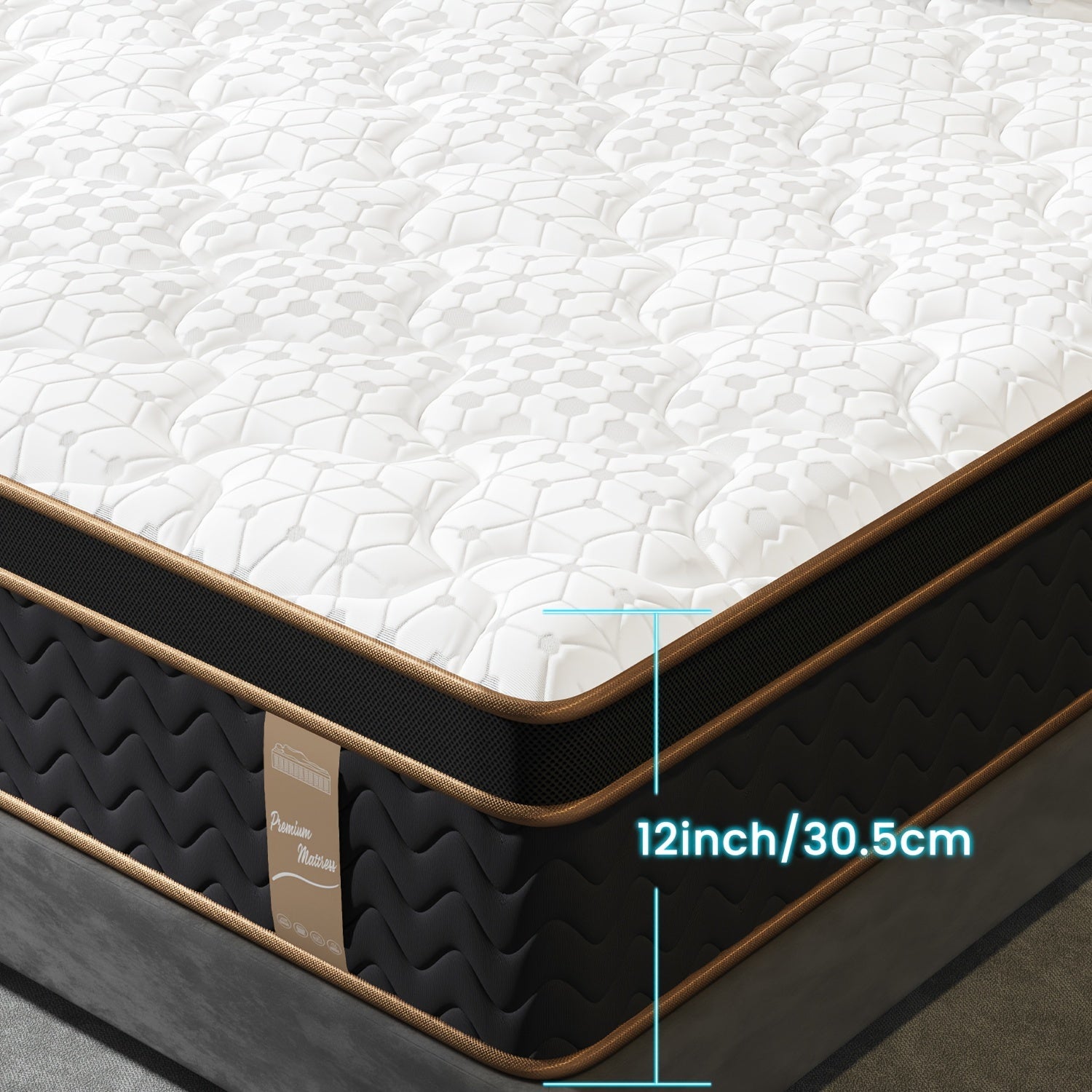 Full Quen King Mattress, 12 Inch Hybrid Mattress with Gel Memory Foam, Fiberglass-Free Medium Firm Deluxe Mattress In A Box, Individual Pocket Spring-Motion Isolation-Edge Support, 100 Nights Trial
