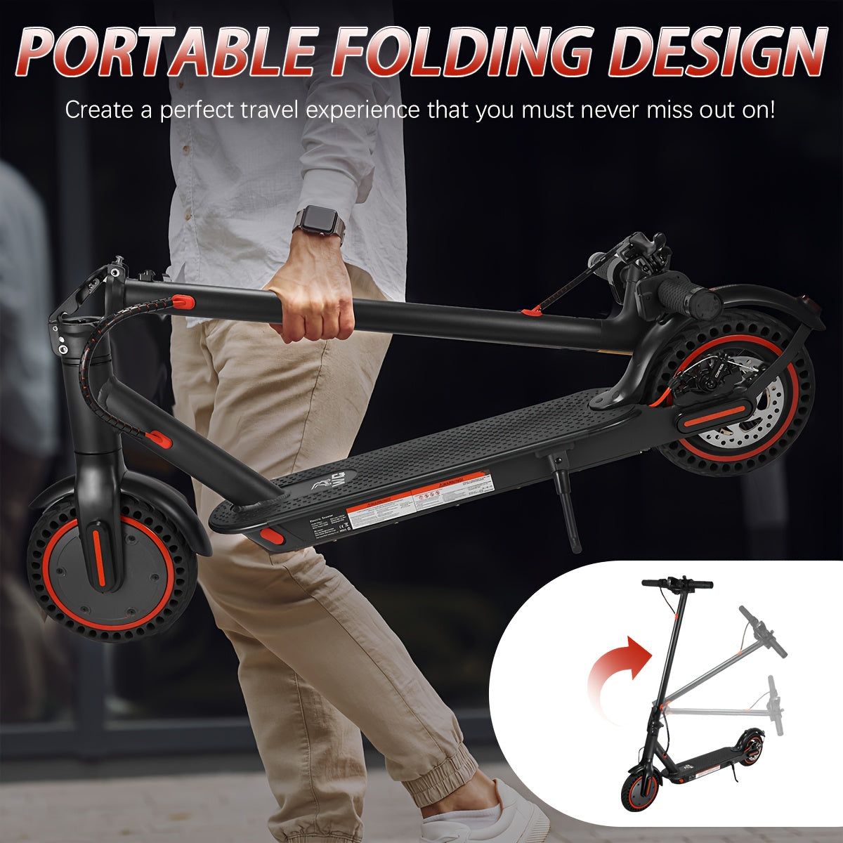 8.5 Inch Foldable Electric Scooter for Adults with LED Display Motor Power Ranges for 350W, Class A 7.8/10.4Ah Lithium Battery, 3 Speed Modes, 15 - 30 Mile Range And Maximum Load Capacity Of 220.46 LB