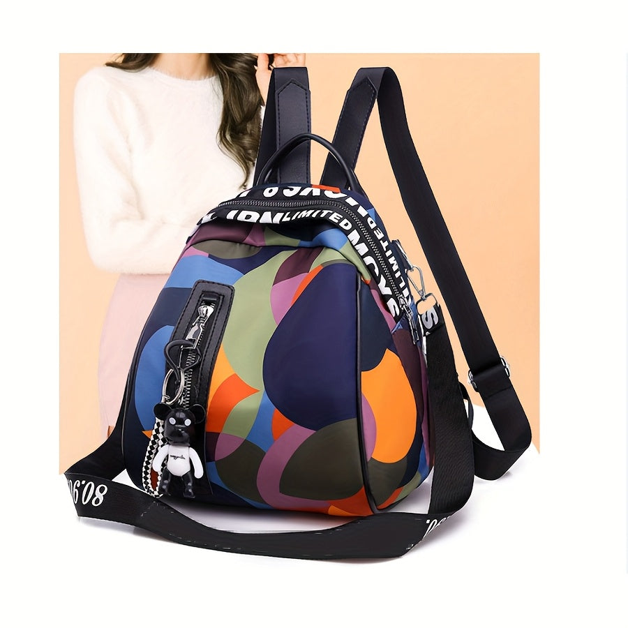 Fashionable Nylon Backpack, Large Capacity Book Bag, Casual Travel Bag with Stylish Prints, Backpack for School, Commuting And Travel