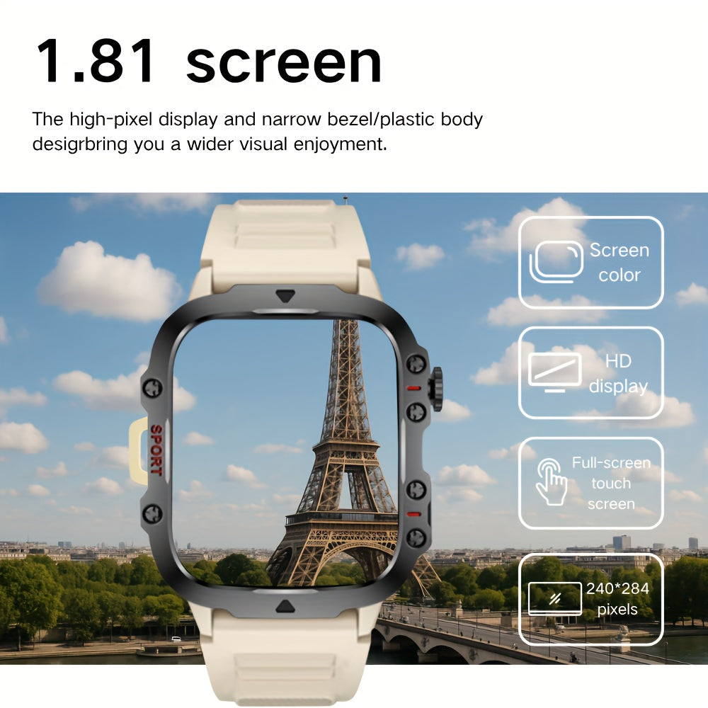 [Smartwatch for Men/Women] New Smartwatch for Men and Women - Wireless Calling/Text Messages/Multiple Sports Models/Remote Camera Control/Fitness Tracker, Compatible with iPhone & Android, USB Charging, Silicone Strap, Modern