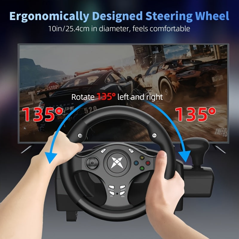 DOYO Gaming Steering Wheel with Pedal, 270° PC Racing Wheel with Vibration Feedback, Xbox Controller Compatible for PS4, Xbox X/S, Xbox One, PS3, Switch, Android, Realistic Racing Simulator