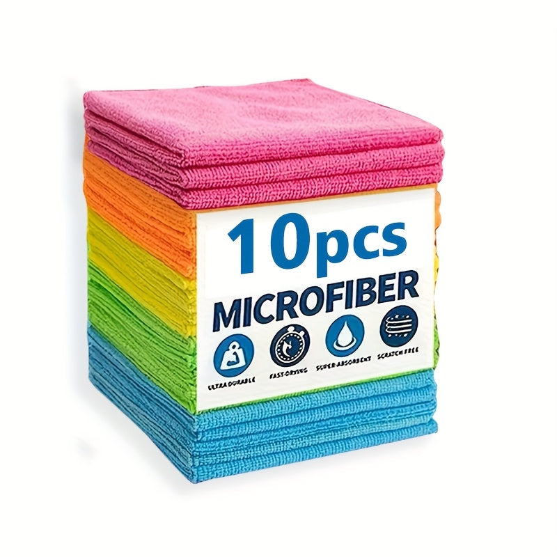 [Super Absorbent | Quick-Drying] 5/10/20pcs Super Absorbent & Quick-Drying Microfiber Cleaning Cloths - Streak-Free for Kitchen, Bathroom, Car, Furniture - Durable Reusable Towels with Vibrant Colors, Effortlessly Remove Stai