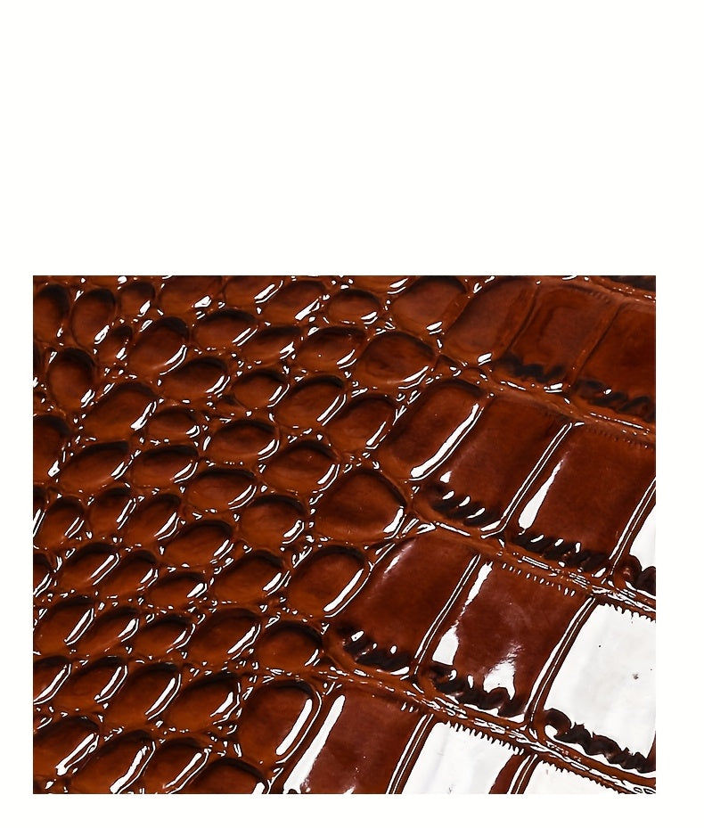 Shiny Crocodile Pattern Women'S Bag, PU Soft Shoulder Bag, Multi-Layer Crossbody Bag, Stylish And Versatile Large Capacity Bucket Bag.