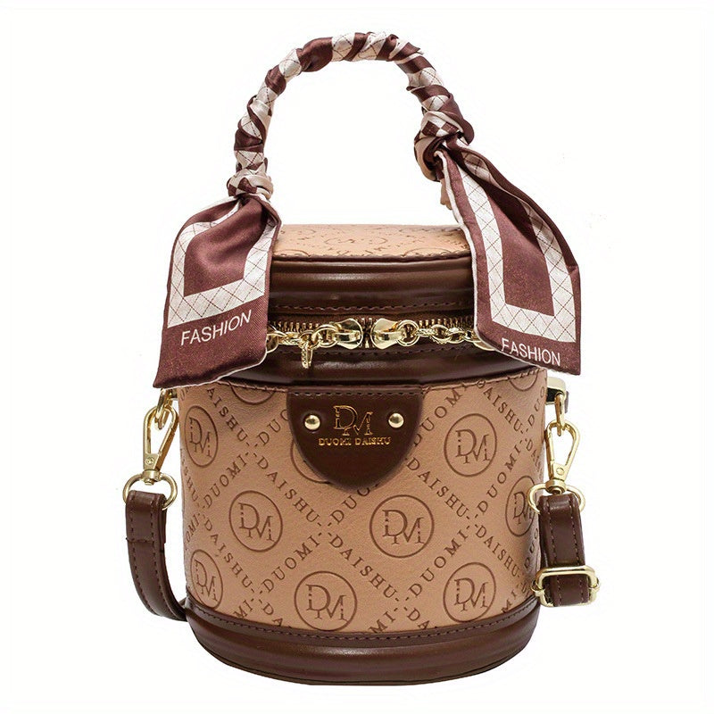 Chic Green Bucket Bag for Women - Stylish Crossbody with Golden-Tone Hardware, Zipper Closure, and Checkered Bow Accents - Perfect for Casual or Formal Outfits, Casual Accessory | Checkered Bow Accent | Zipper Closure Bag