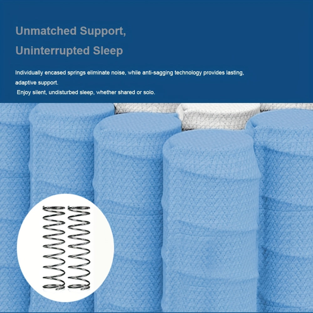 MRH 12-Inch White Box-Style Hybrid Mattress with Memory Foam & Individually Pocketed Springs - Fire-Resistant, Firm Support for Home Guest Rooms & Hotels, No Power Needed, Durable & Comfortable Sleep Solution, Hotel Bedding,