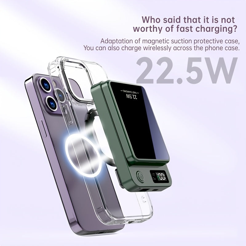 New Magnetic Wireless Power Bank - Portable Charger Power Bank, 5000/10000/15000mAh Battery Pack, 22.5/30W PD Fast Charging, 15W Wireless Charging, Magnetic Battery Pack For 17/16/15/14/13/12/Pro/Mini/Pro Max And Wired Chargi