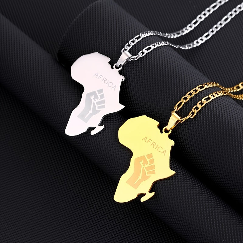 Glossy African Map Pendant Necklace