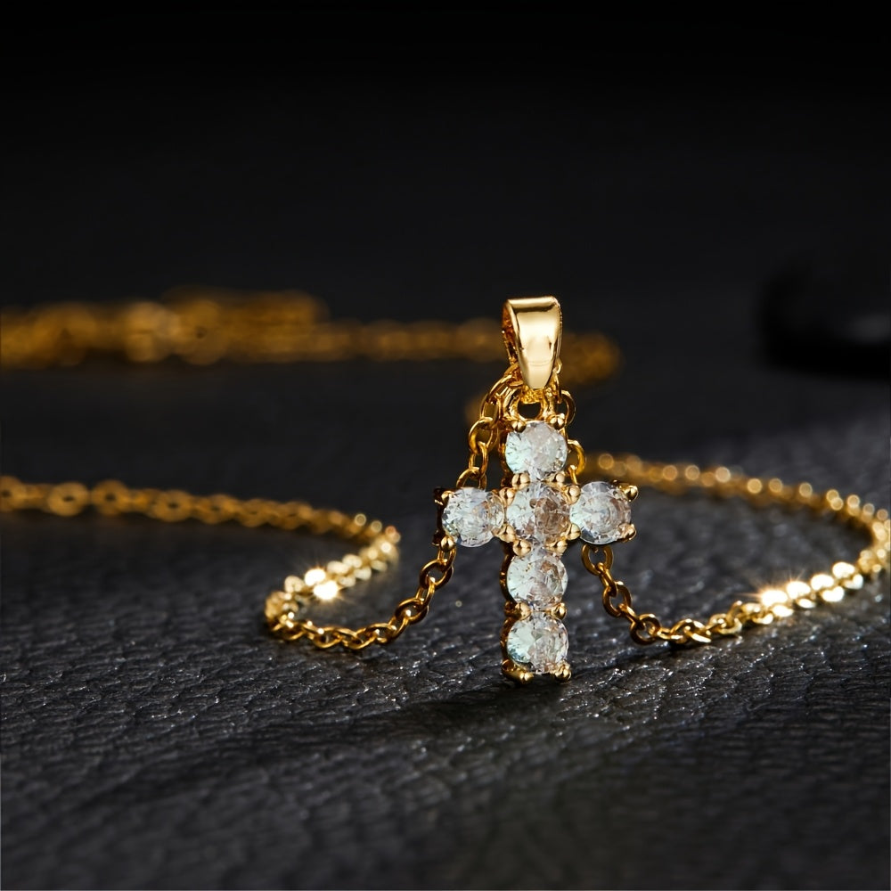 Golden-Tone Copper Cross Necklace