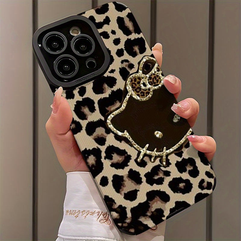 Sanrio Licensed Luxurious Leopard Print for hello kitty Phone Case for Iphone 16/11/12/13 Pro Max/11 Pro/12 Pro Max/14 Pro Max/16 Pro/11 Pro Max/14 Pro/for Iphone 13/12 Pro/15 Plus/15 Pro Max/14 Plus/for Iphone 15/for Iphone