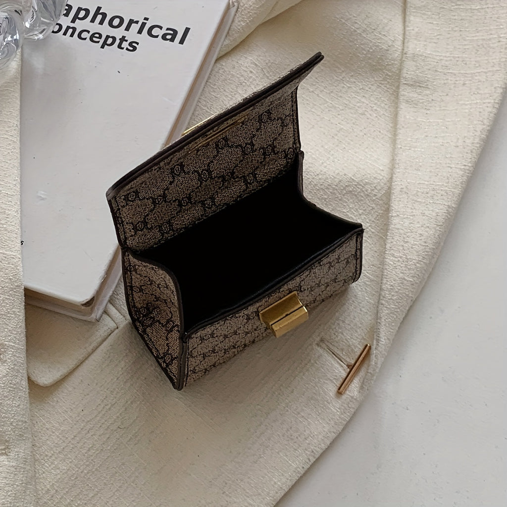 Rubini Handbag with Golden-Tone Turn-Lock Closure - Glossy Golden 'R' Logo & Chain-like Strap, Beige/Golden/Grey Shoulder Bag for Casual & Formal Events, Elegant Golden-Tone Hardware Purse (No Maintenance Required)