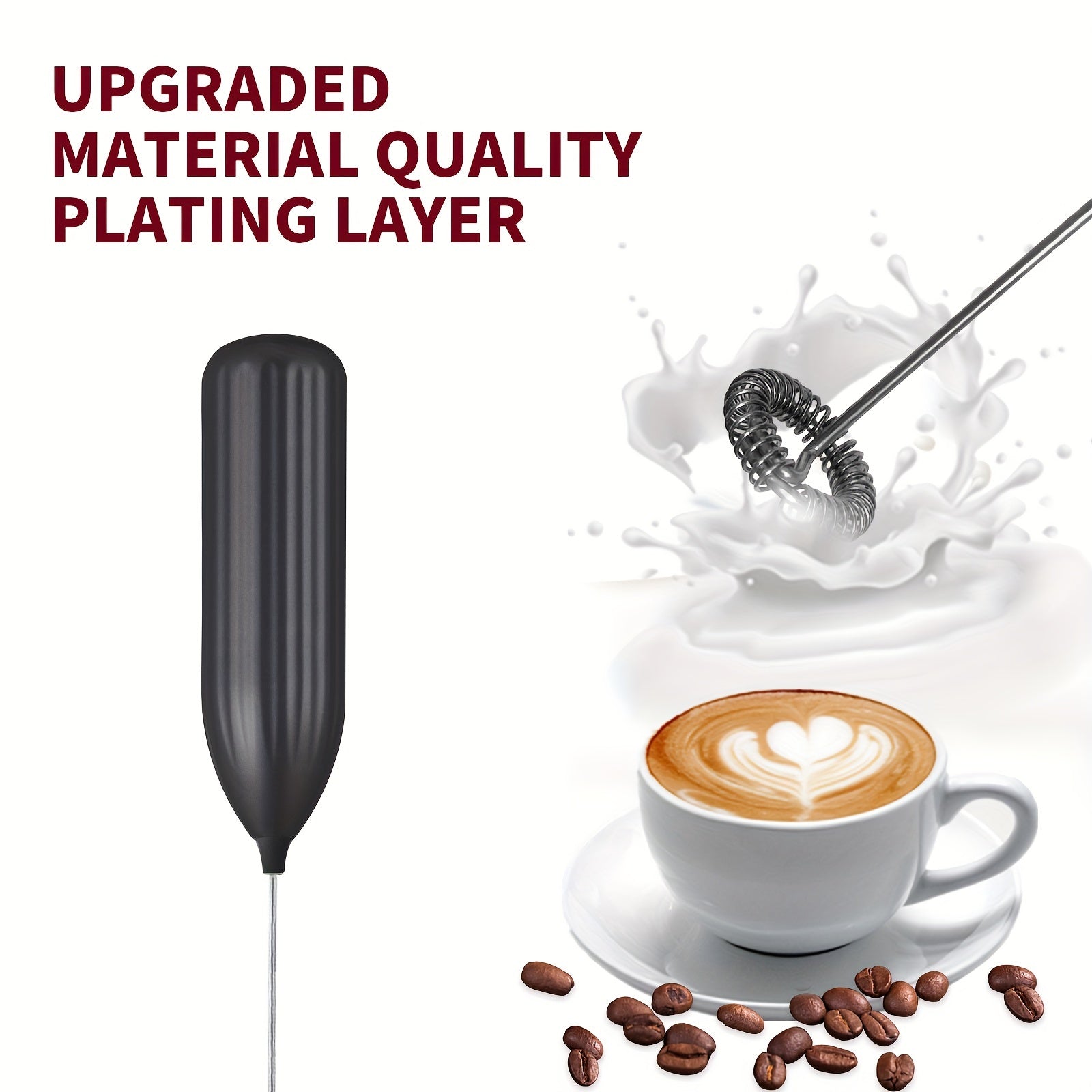 Lalayuan Powerful Electric Milk Frother & Drink Mixer - Heavy-Duty Stainless Steel Handheld Electric Whisk with 2-in-1 Design, 2-in-1 Foaming & Blending