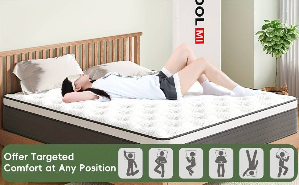 12 Inch Twin, Full, Queen, King Mattress In A Box, Memory Foam Hybrid Mattress With Individually Pocketed Springs For Isolate Motion