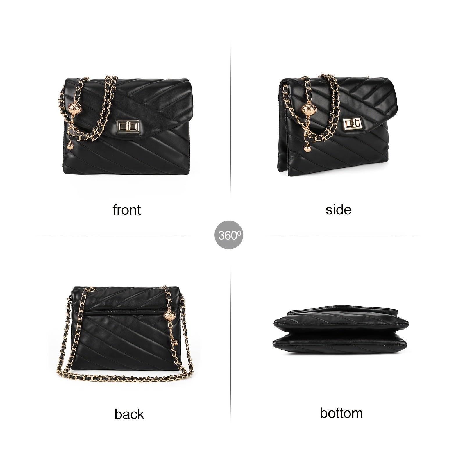 New Fashion Diamond Lattice Soft Chain Bag, Leisure And Simple With Pure Color PU Ladies Daily Travel Crossbody Bag