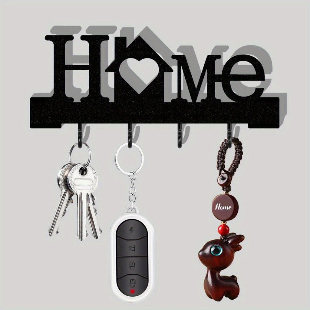 1pc Home Love Shaped Keychain Wall-Mounted Entry Organizer with Hooks, Includes Transparent Nano Double-Sided Tape, No Drilling Required, Finely Designed, Suitable for Home Decoration in The Living Room.