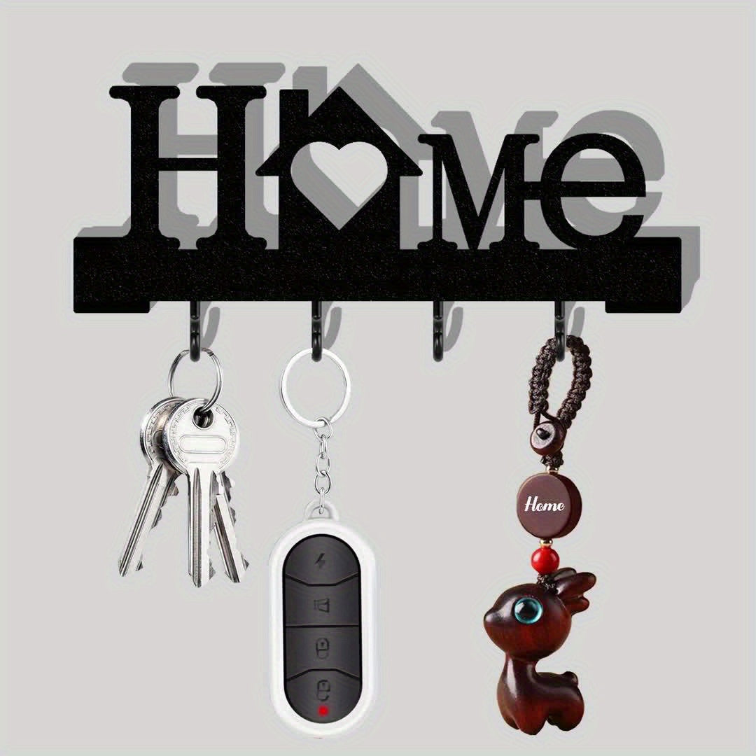 1pc Home Love Shaped Keychain Wall-Mounted Entry Organizer with Hooks, Includes Transparent Nano Double-Sided Tape, No Drilling Required, Finely Designed, Suitable for Home Decoration in The Living Room.