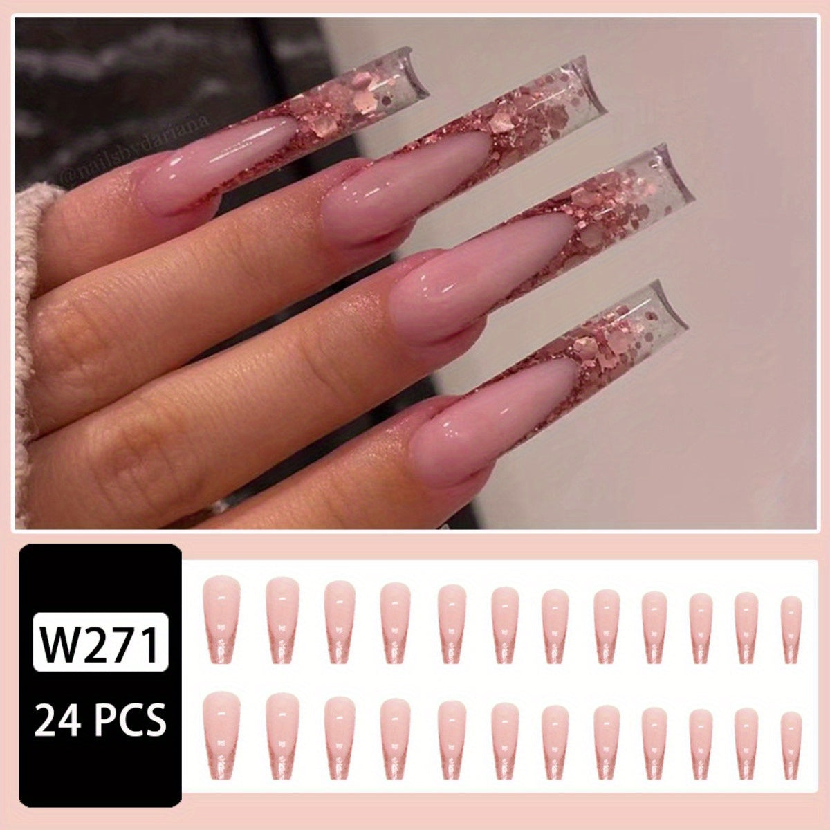 48pcs Long Ballet Fake Nails - Soft Pink to Clear Gradient, Matte Finish Press-On Nails with Elegant, No Glare for Wedding, Party, Everyday - Natural Look False Nails for Women & s, Party Accessories