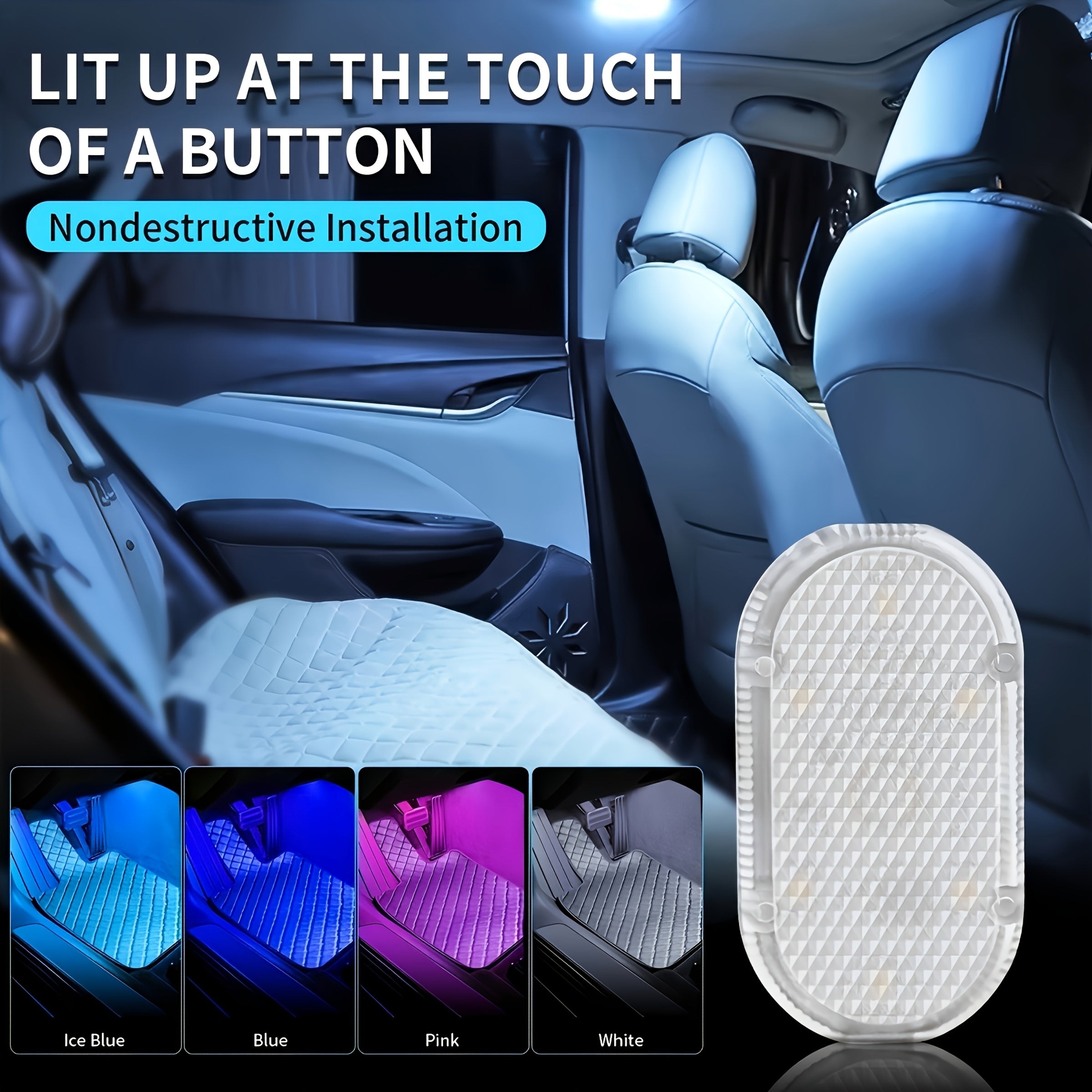 [RGB Car Light] Wireless RGB Car Interior Ambient Lighting Kit | Colorful Decorative Lights, USB Rechargeable, Easy to Install | Perfect for Car and Home Use