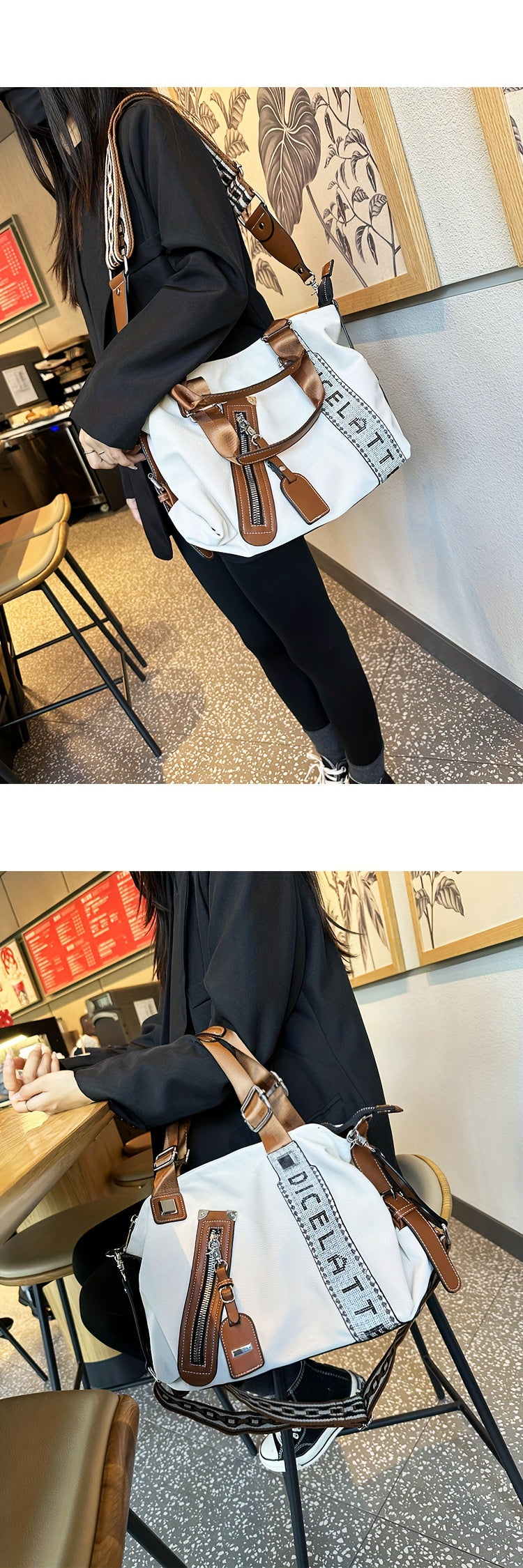 [Tote Bag] Trendy Tote Bag for Women, Large Capacity Bag, Shiny Rhinestone Decor