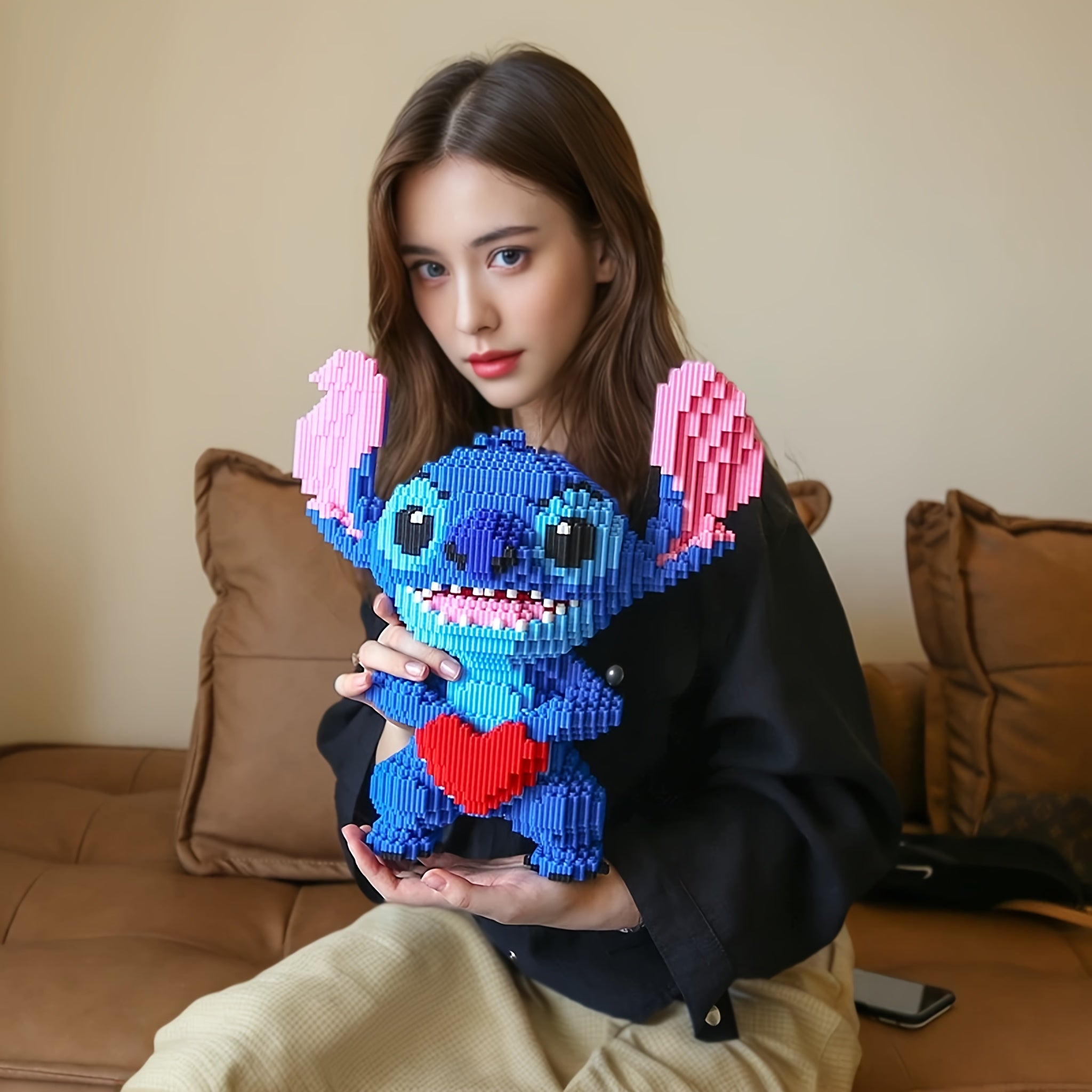 Stitch Building Blocks Set - Official Stitch 3D Model Kit with Expressive Eyes, Poseable Arms & Heart, Large 4000pcs Construction Set for Birthday Party Decorations, Role Play, Photo Props - Compatible with Stitch Fans (Offic