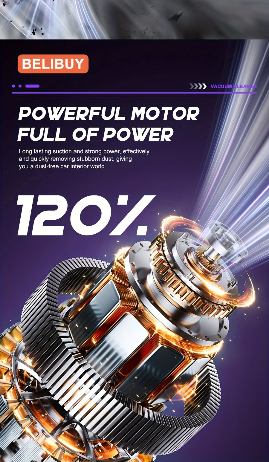 [Super Powerful Cordless Vacuum] BELIBUY 200W Super Powerful Cordless Handheld Vacuum Cleaner | 3KPa Suction, Portable Lightweight Design with Integrated Blower & Crevice Tool, Rechargeable Battery, USB Charging for Home & Ca