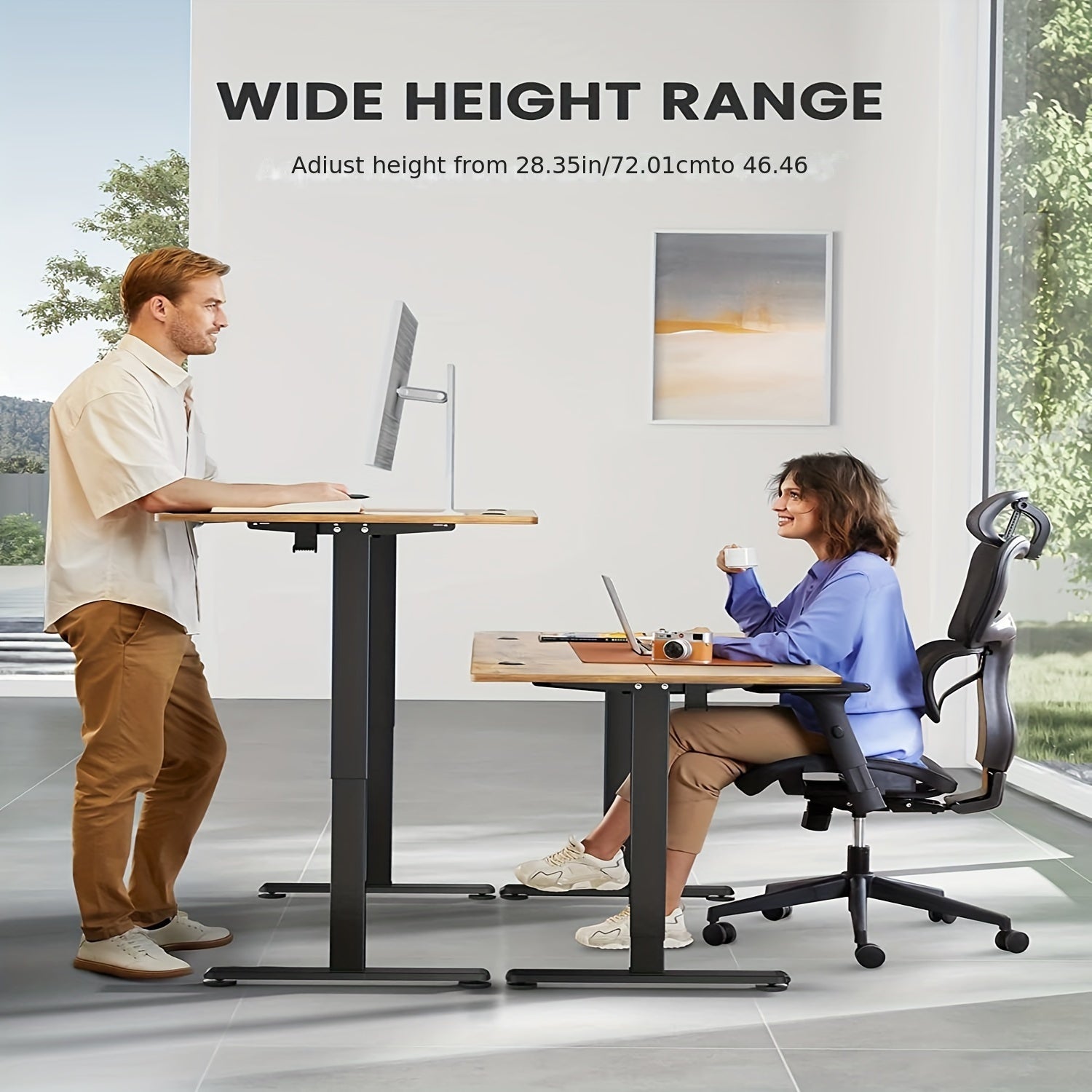 63/55/48/40 inch adjustable height electric lift desk, ergonomically designed recording studio desk, gaming desk, suitable for home offices, cafes, restaurants, recording studios, 4 colors, electric standing desk, perfect Chr