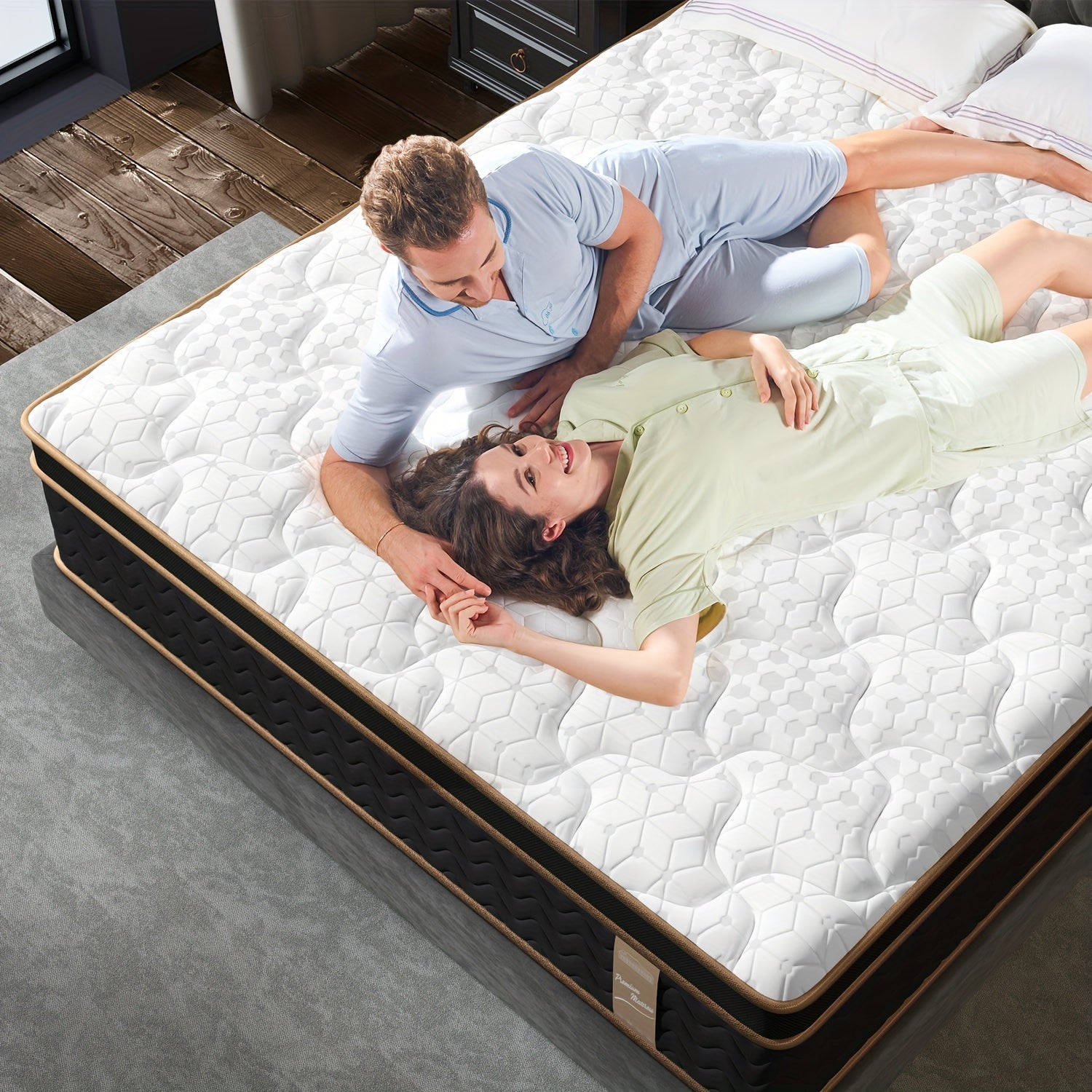 12 Inch Full Queen King Mattress, Hybrid Mattress with Gel Memory Foam, Deluxe Mattress In A Box, Individual Pocket Spring-Motion Isolation, Fiberglass-Free, Ventilation Design, The Best for Father's Day Gift