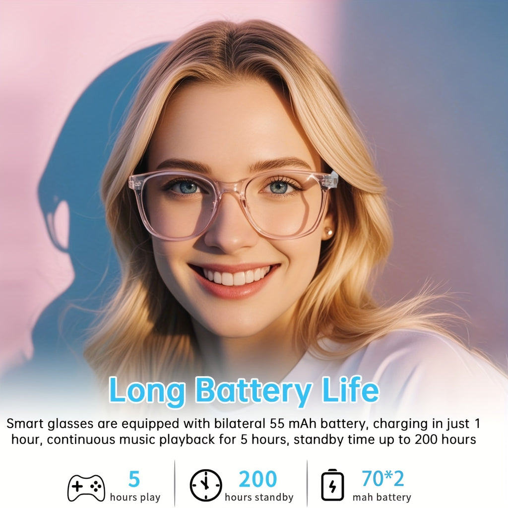 [Smart Glasses] 2025 Smart Glasses with Auto-Dimming & Auto-Focusing, Wireless, Anti-Blue Light Lens, AI Voice Assistant, Music/Call, Magnetic Charging, Compatible with Smartphone/Tablet - Smart Glasses for Men & Women, Ideal