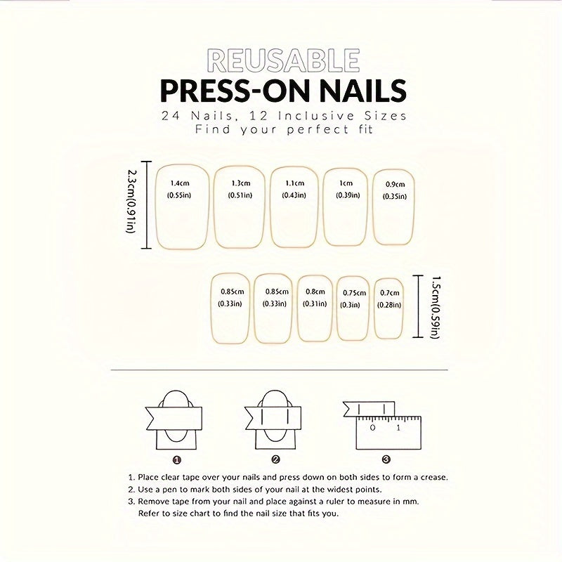 24 Pieces of Elegant Black Striped Geometric French Manicure Nail Tips with Sparkling Finish - Long-Lasting, Easy to Apply, and Reusable - Perfect for Salon or At-Home Nail Art