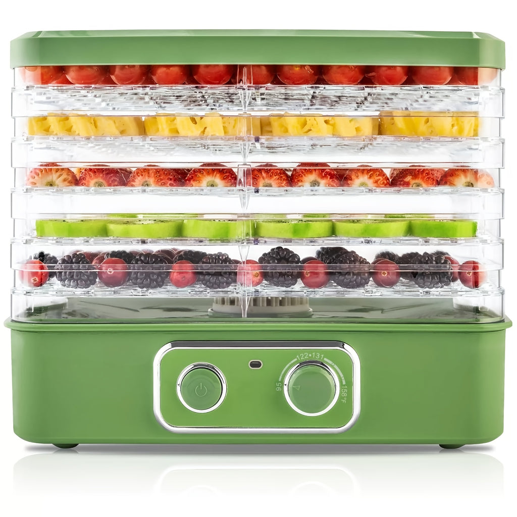 SUSTEAS Food Dehydrator For Jerky, 5-Tier BPA-Free Tray Dehydrator Machine, 240W Adjustable Temperature Control For Fruits, Meats, Veggies & More - Perfect Holiday Gift, Green