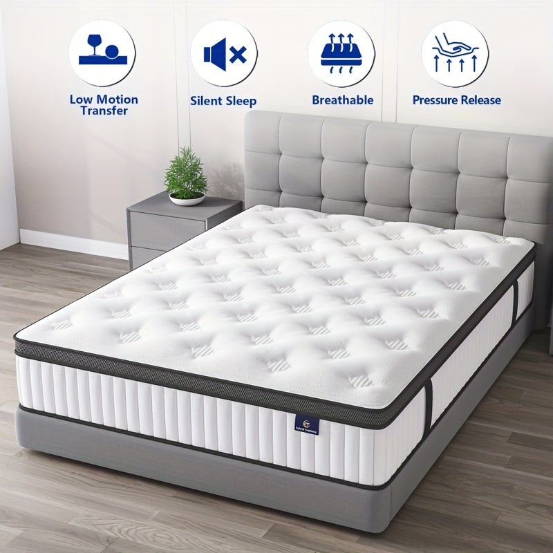 10/12 Inch Multilayer Hybrid Full Mattress Queen Mattress- Multiple Sizes & Styles Available, Ergonomic Design With Memory Foam And Pocket Spring, Medium Firm Feel
