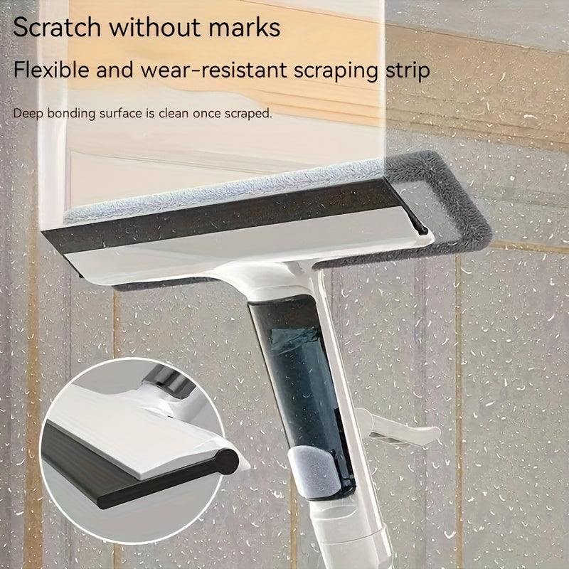 Three-in-One Glass Cleaning Kit - Durable Metal Rod with Scraper, Suitable for High Windows, Shower Doors, and Car Windshields - Essential Home Cleaning Tool with High-Pressure Spray Wand, Ergonomic Handle Design for Window a