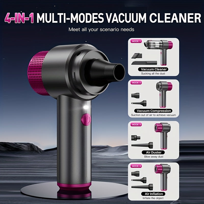 [Portable Vacuum] High-Power 4-in-1 Portable Wireless Vacuum Cleaner 15000PA Mini Vacuum, Compressor Air Blower And Pump Handheld Vacuum with Brushless Motor for Car, Home, Office, Camping, Computer Keyboard Laptop Dust Clean