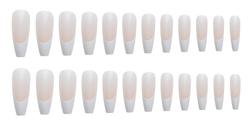 254 Round Art French-Style Fake Nail Tips Wearable Nail Stickers Ready-Made Nail Stickers 24pcs, Nail Art, Ballet Shape Nails, French Manicure, Reusable Nails, Durable Stickers, False Nails, Press On Nails, Beauty Lovers, Par