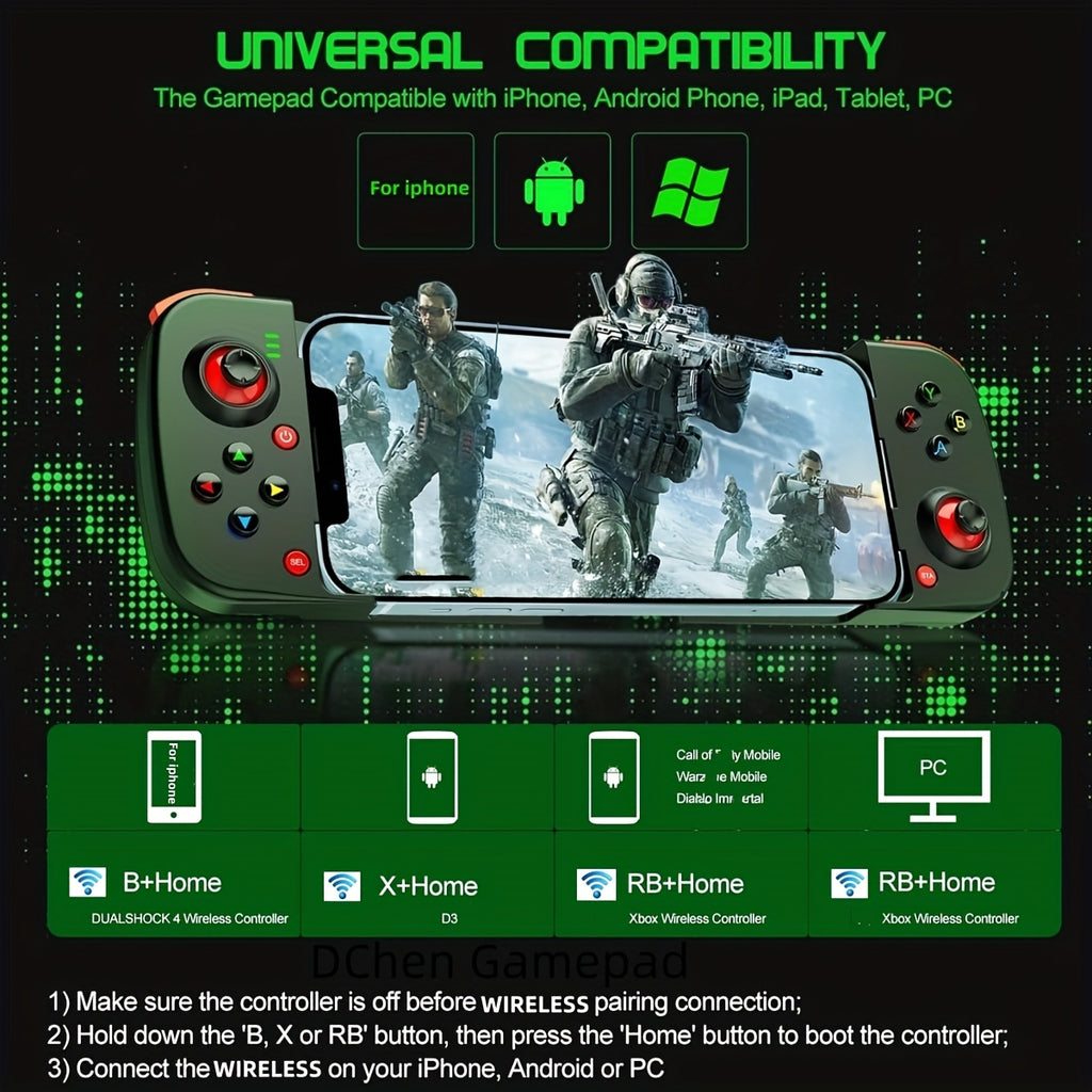 Wireless Gamepad for iPhone/Android/Steam Deck/PC/Table Mobile Phone Controller Wireless Game Controller Joystick Telescopic Gamepad COD Mobile Diablo Immortal - Directly Play, Gaming Accessory, Ergonomic Design, Compact Gami