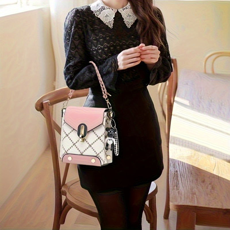 Small Bag For Women, Multi-layer Practical And Versatile, Fashionable And Lightweight Single-shoulder Crossbody Bag, Convertible Handbag With Adjustable Strap & Top Handle, Zipper Closure, Keychain Charm, Chic Style, Fashion