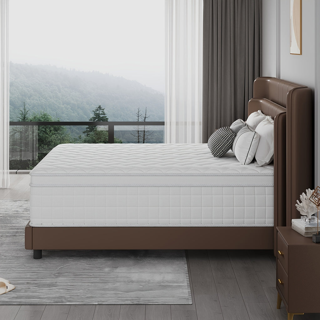 Queen Mattress, 8/10/12/14 Inch Mixed White Mattress, Luxury Gel Memory Foam Spring Mattress, Medium Hardness, Comfortable Sleep Experience - Suitable for Double, Full Size, Large And Extra Large Bed, Edge Support, Valentine'