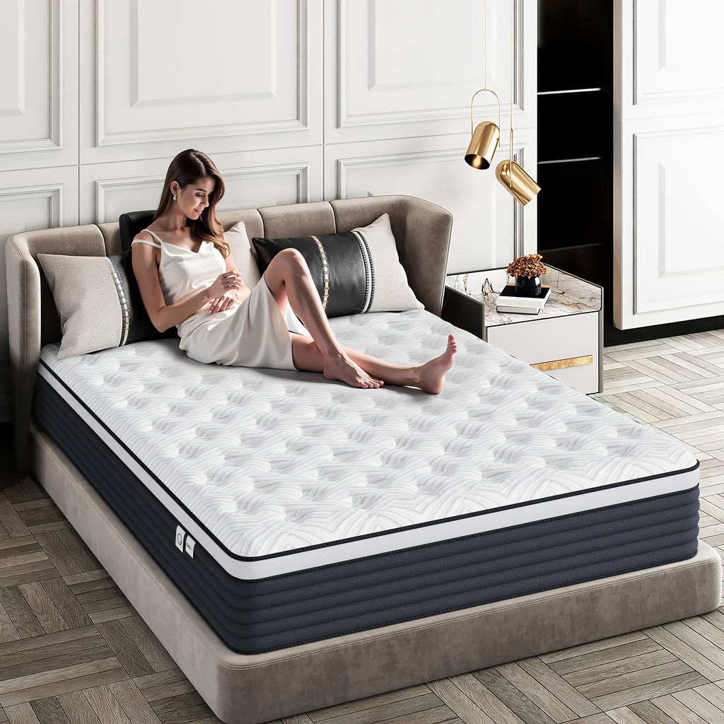 12 Inch Twin, Full, Queen, King Mattress In A Box, Memory Foam Hybrid Mattress With Individually Pocketed Springs For Isolate Motion