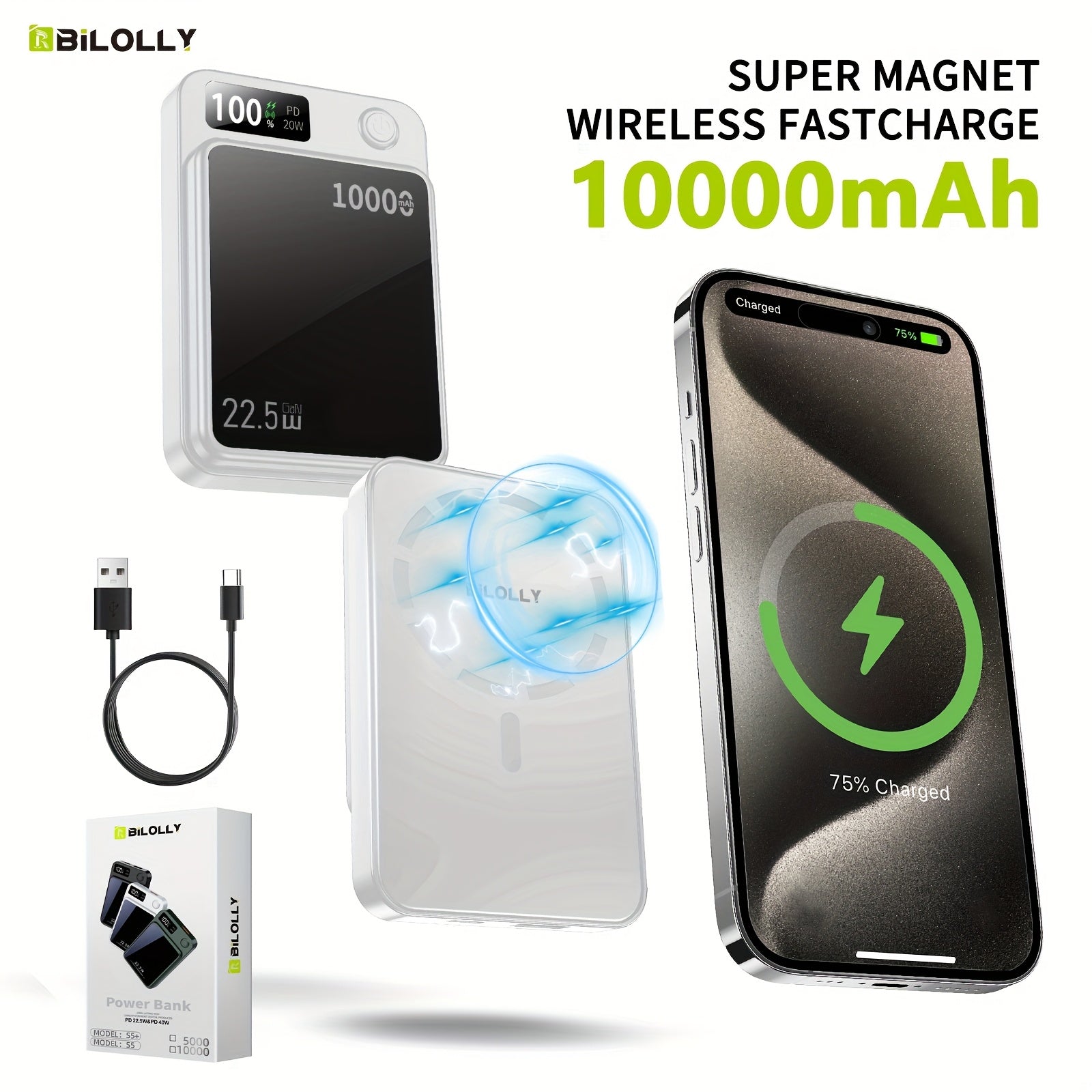 New Magnetic Wireless Power Bank - Portable Charger Power Bank, 5000/10000/15000mAh Battery Pack, 22.5/30W PD Fast Charging, 15W Wireless Charging, Magnetic Battery Pack For 17/16/15/14/13/12/Pro/Mini/Pro Max And Wired Chargi