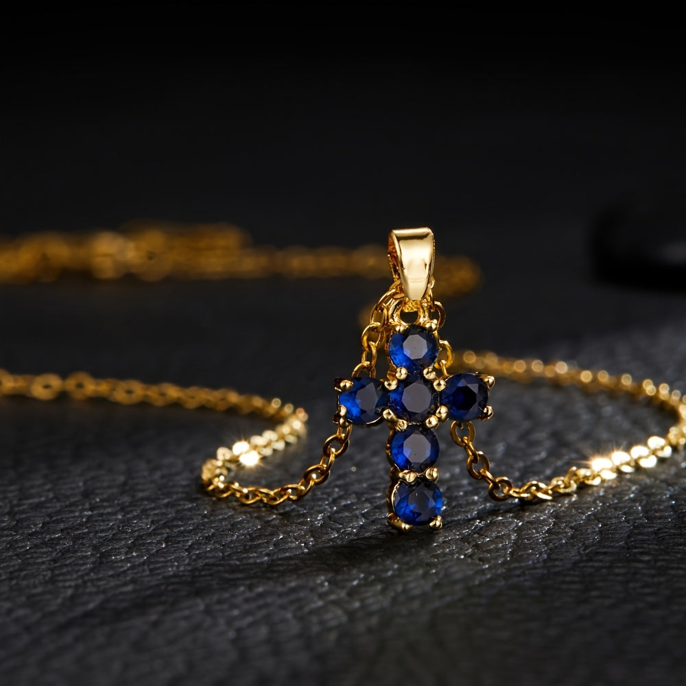 Golden-Tone Copper Cross Necklace