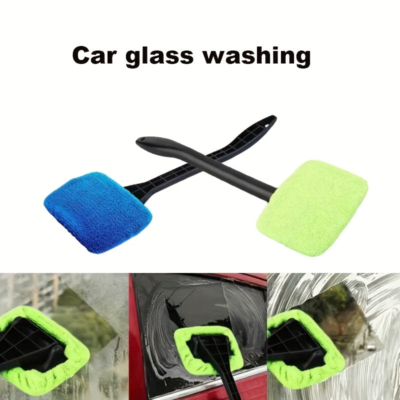 6pcs Windshield Defogger Brush, Car Window Wiper Tool, 5pcs Reusable Replacement Cloth Pads, Plastic Handle, for Home Outdoor Car Use, Car Care, Window Cleaning, Vehicle Maintenance, Efficient Cleaning, Durable Material, Stur