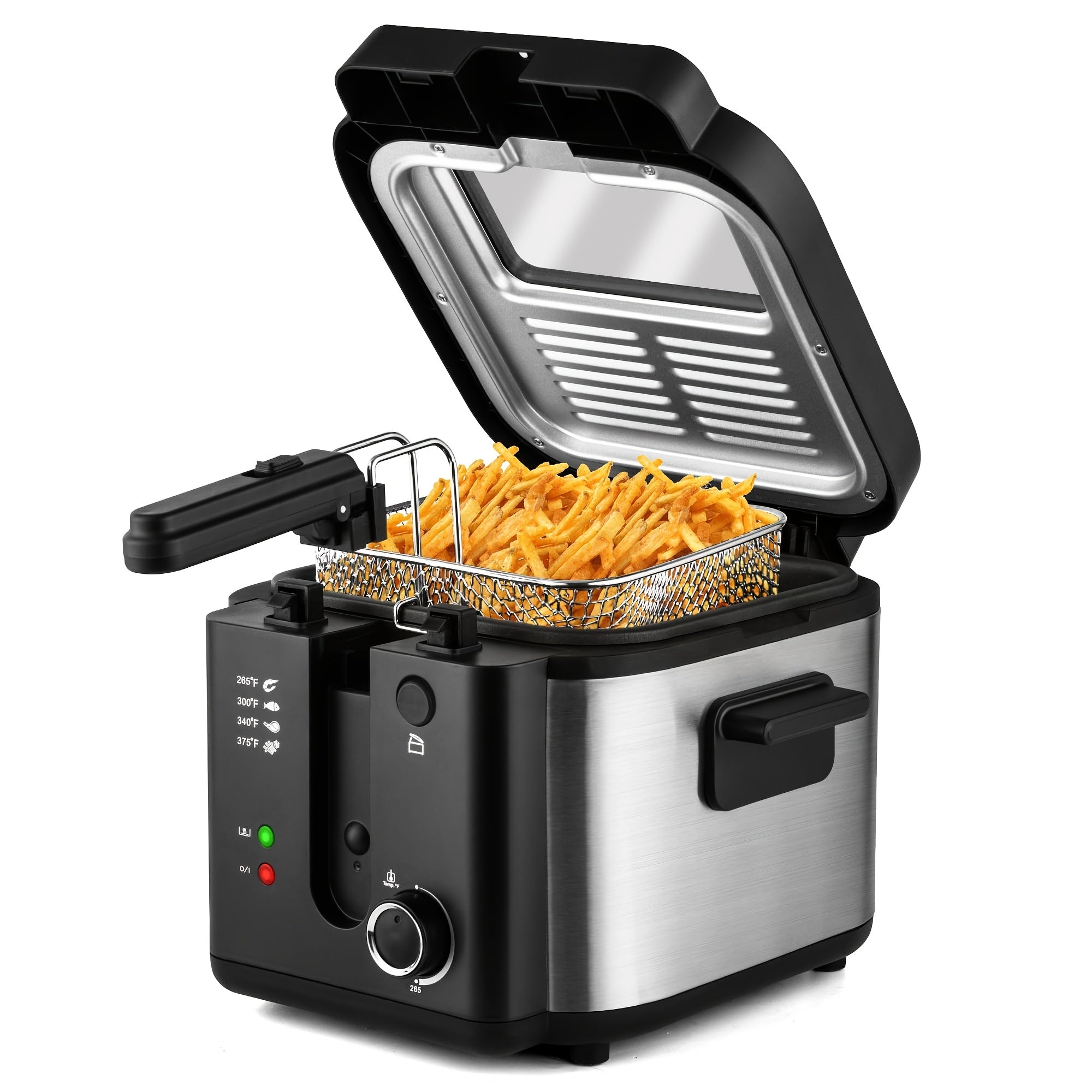 SUSTEAS Deep Fryer for Home Use, Large Capacity Oil Fryer with 5 Sizes, Adjustable Temperature Control, Easy-to-Clean Pot, Made Of 304 Stainless Steel, Local Warehouse, Compact And Durable Design, Stylish Cooking Appliance &