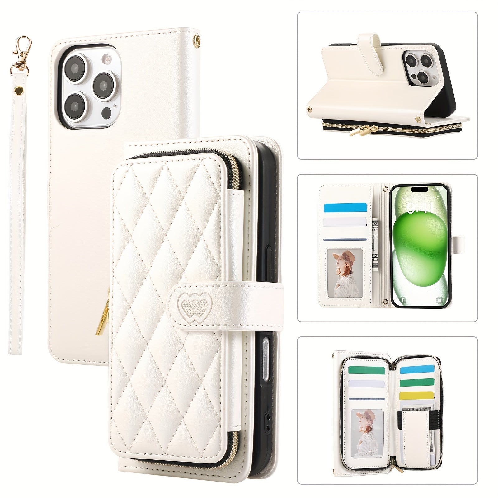 Crossbody Wallet Case Designed for Iphone 16E, 16, 15, 14, 13, 12, 11 Pro Max, 7, 8 Plus, SE 2020, And SE 2022, Featuring a Zippered Handbag Style, Flip Cover, Kickstand Folio, Card Slots, Wrist Strap, And Lanyard for The for